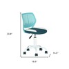 HomeRoots Aqua Teal Blue and White Adjustable Height Swivel Rolling Office Chair - 3 of 4