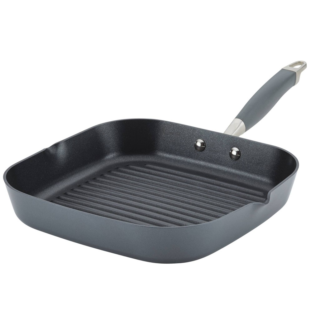 Anolon Advanced Home 11 Deep Square Grill Pan with Pour Spouts Moonstone