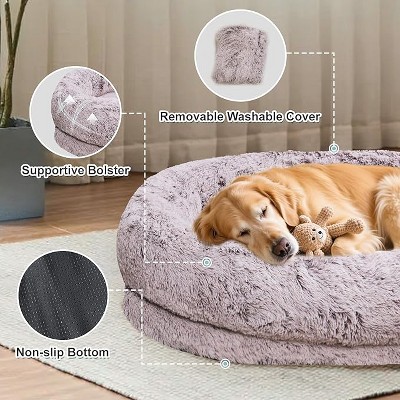 Human-Dog Bed Suitable for You and Your Pet, Animal Paradise, Washable Faux Fur Nap Orthopedic Dog Bed All-In-One, Extremely Comfortable
