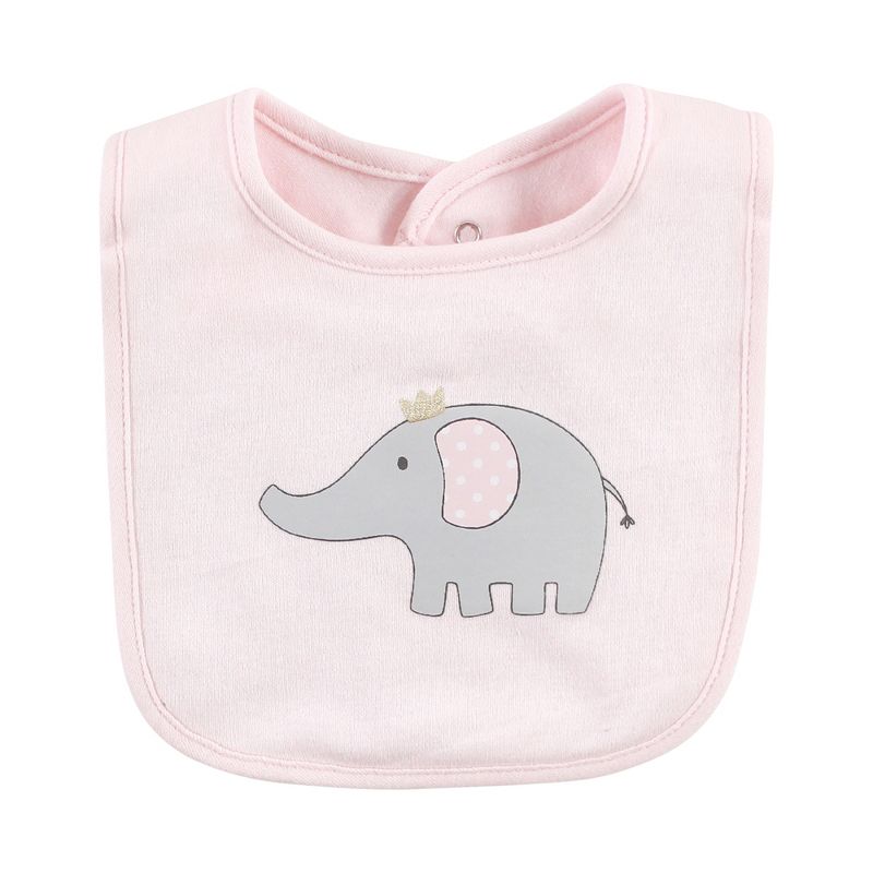 Hudson Baby Infant Girls Cotton Bibs, Pink Gray Elephant, One Size, 3 of 8