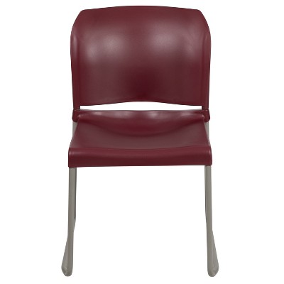 Gray Ergonomic Mid-Back Metal Stacking Chair