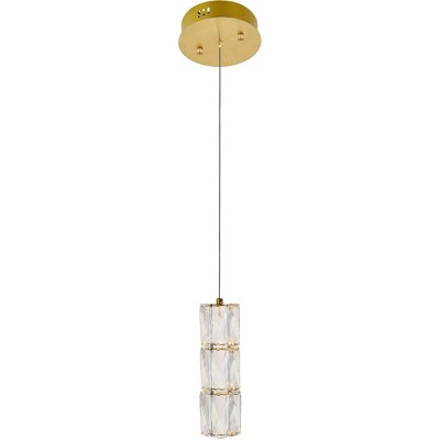 Elegant Lighting Polaris LED light gold Pendant Clear Royal Cut Crystal