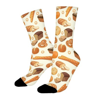 Bakery Pattern Women Printed Crew Socks Funny Funky Socks Soft Polyester Novelty Gifts for Artists Men