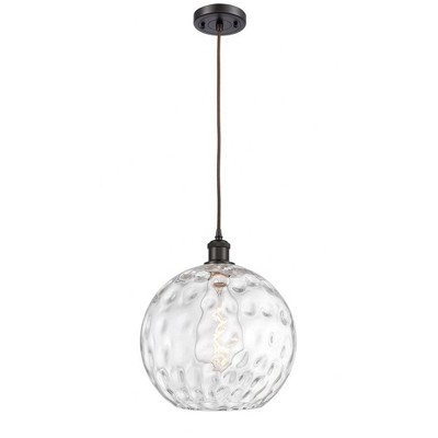 Athens Water Glass - 1 Light Cord Mini Pendant In Industrial Style-15 Inches Tall and 12 Inches Wide