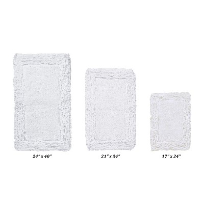 Shaggy Border Collection 3-Piece Bath Rug Set 100% Cotton Tufted Weave Ruffle Border Pattern Bathroom Rug for Machine Washable Bathmat