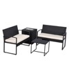 Vynxaria 4-Piece Outdoor PE Wicker Furniture Set with Cushions & Ice Bucket - 3 of 4