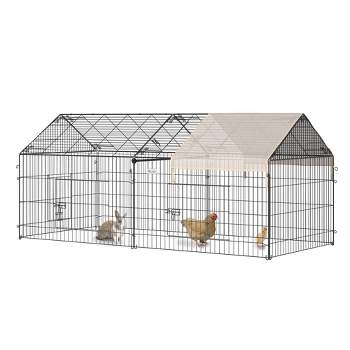 PawHut 87" x 41" Outdoor Metal Chicken Coop Rabbit Playpen Enclosure Small Animal Kennel Exercise Pen with Weather Proof Cover
