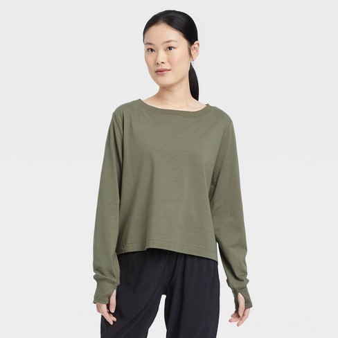 Women's Supima Cotton Cropped Long Sleeve Top - All in Motion™ - image 1 of 4