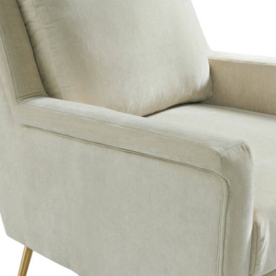 Mid-Century Modern Cream Accent Chair with Gold Legs
