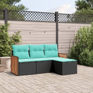 Garden Sofa Set Black, Blue vidaXL - 1 of 3