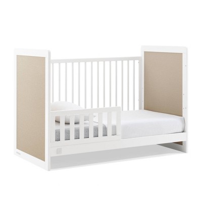 Bianca White and Natural 4-in-1 Convertible Crib with Textured Panels