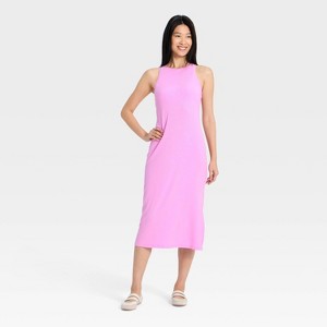 open lace back dress Megan Plus Size S/S Ribbed Midi Dress with Collar Cobalt Blue / 3X main image 1