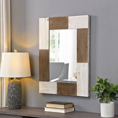 Mason Farmhouse Planks Mirror Decorative Wall Mirror Brown - FirsTime