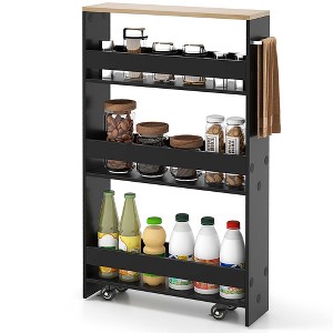 Costway Rolling Kitchen Slim Storage Cart Mobile Shelving Organizer with Handle - 1 of 4