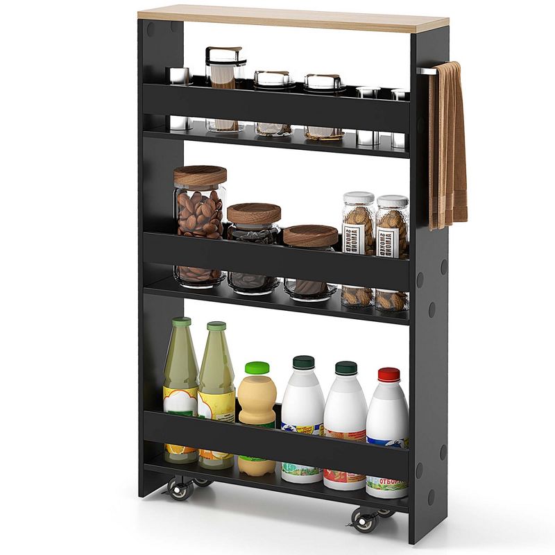 Costway Rolling Kitchen Slim Storage Cart Mobile Shelving Organizer with Handle, 1 of 11