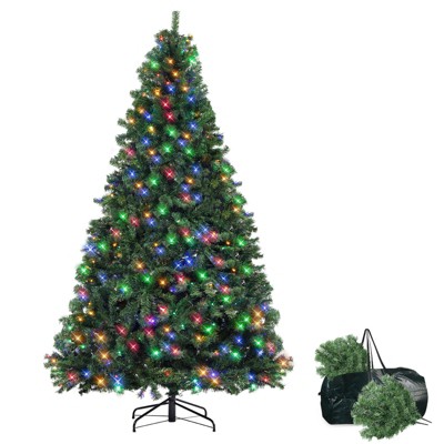Pre-lit Artificial Christmas Tree with LED Lights, Sturdy Metal Stand, Christmas Tree for  Indoor  and Outdoor Use