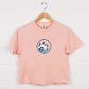 S.W. Smiley Ocean Waves Outline - Women's Boxy Crop Top Graphic T-Shirt - 2 of 4