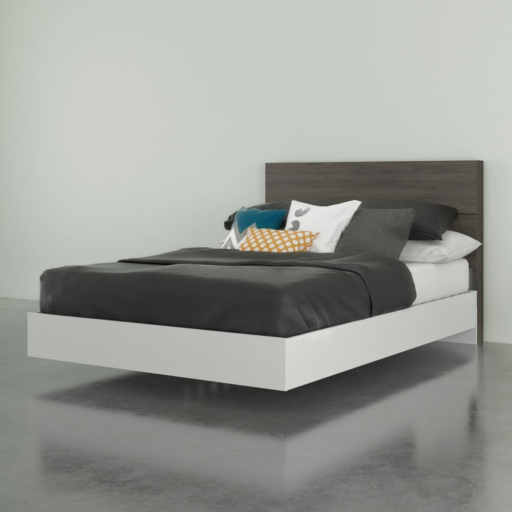 Photos - Bed Frame Full Pure Bed with Headboard Bark Gray/White - Nexera
