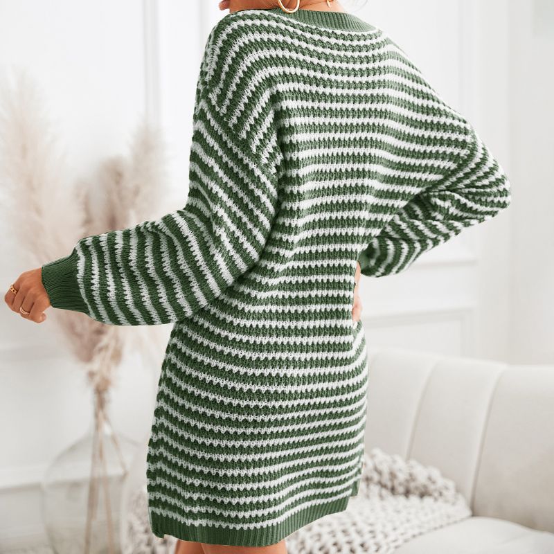 Women's Striped Long Sleeve V Neck Sweater Dress - Cupshe, 4 of 6