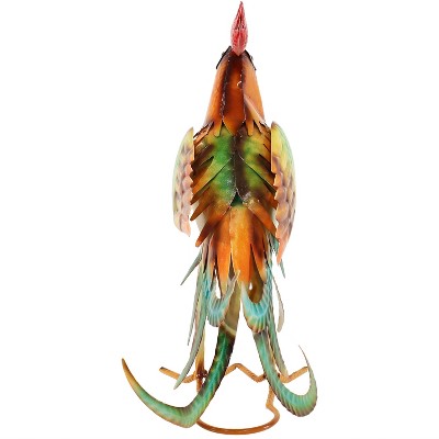 Romeo the Rooster 16" Multicolor Metal Outdoor Statue