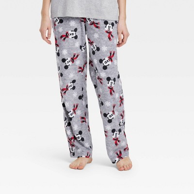 Women's Holiday Mickey Mouse Fleece Matching Family Pajama Pants - Gray