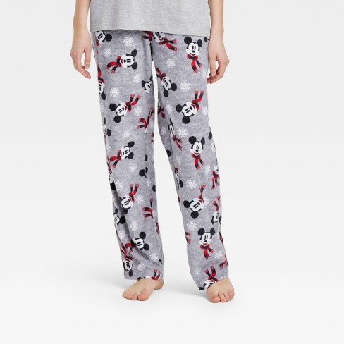 Women's Holiday Mickey Mouse Fleece Matching Family Pajama Pants - Gray - image 1 of 3