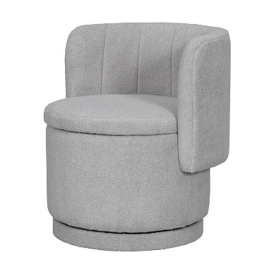 Vynxaria 23.62 Inch Gray Fabric Claire Swivel Accent Chairs, 360' Degree Rotation with Storage, Ideal for Living Room and Bedroom