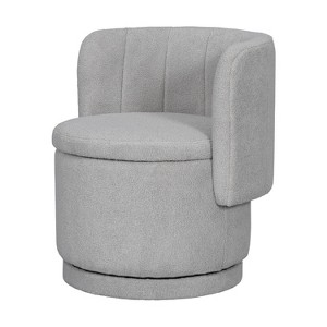 Vynxaria 23.62 Inch Gray Fabric Claire Swivel Accent Chairs, 360' Degree Rotation with Storage, Ideal for Living Room and Bedroom - 1 of 4