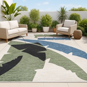 JONATHAN Y Shelby Coastal Vintage Abstract Palm Leaf Indoor/Outdoor Area Rug - 1 of 4