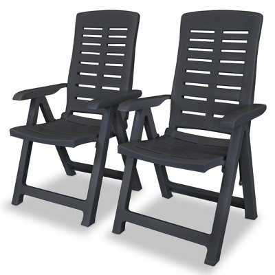 vidaXL Reclining Patio Chairs 2 pcs Plastic Anthracite