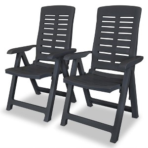 vidaXL Reclining Patio Chairs 2 pcs Plastic Anthracite - 1 of 4