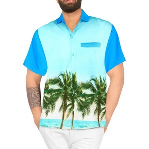 HAPPY BAY Mens Hawaiian Short Sleeve Button Down Shirt Men's Hawaii Shirts Boho Vacation Casual Summer Beach Shirts for Men Funny - 1 of 4