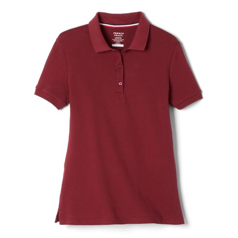 French Toast School Uniform Girls Short Sleeve Fitted Stretch Pique Polo feminine Fit adult burgundy xl Target