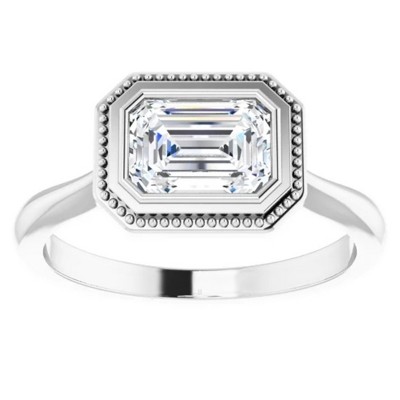 Pompeii3 1 3/4Ct Emerald Moissanite Solitaire Engagement Ring White Yellow or Rose Gold