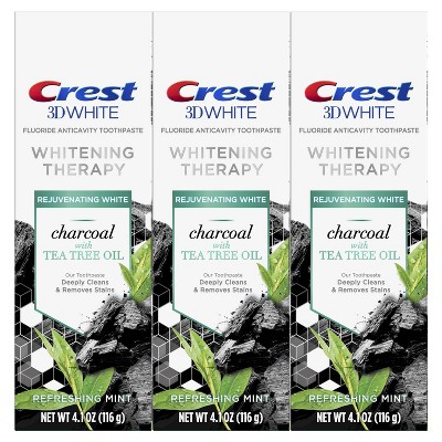 Crest 3D White Whitenimg Therapy Toothpaste Charcoal with Tea Tree Oil - 3pk/4.1oz