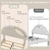 Bed Frame with Round Boucle Headboard - Soft Blue & White Upholstered Arch Design, Kids Wooden Slats Bed,Easy Assembly - 3 of 4
