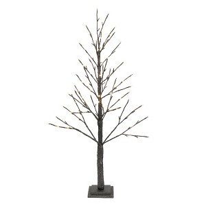 LED Lighted Twig Tree – 48" Black Glitter Holiday Decor by Melrose - 1 of 3