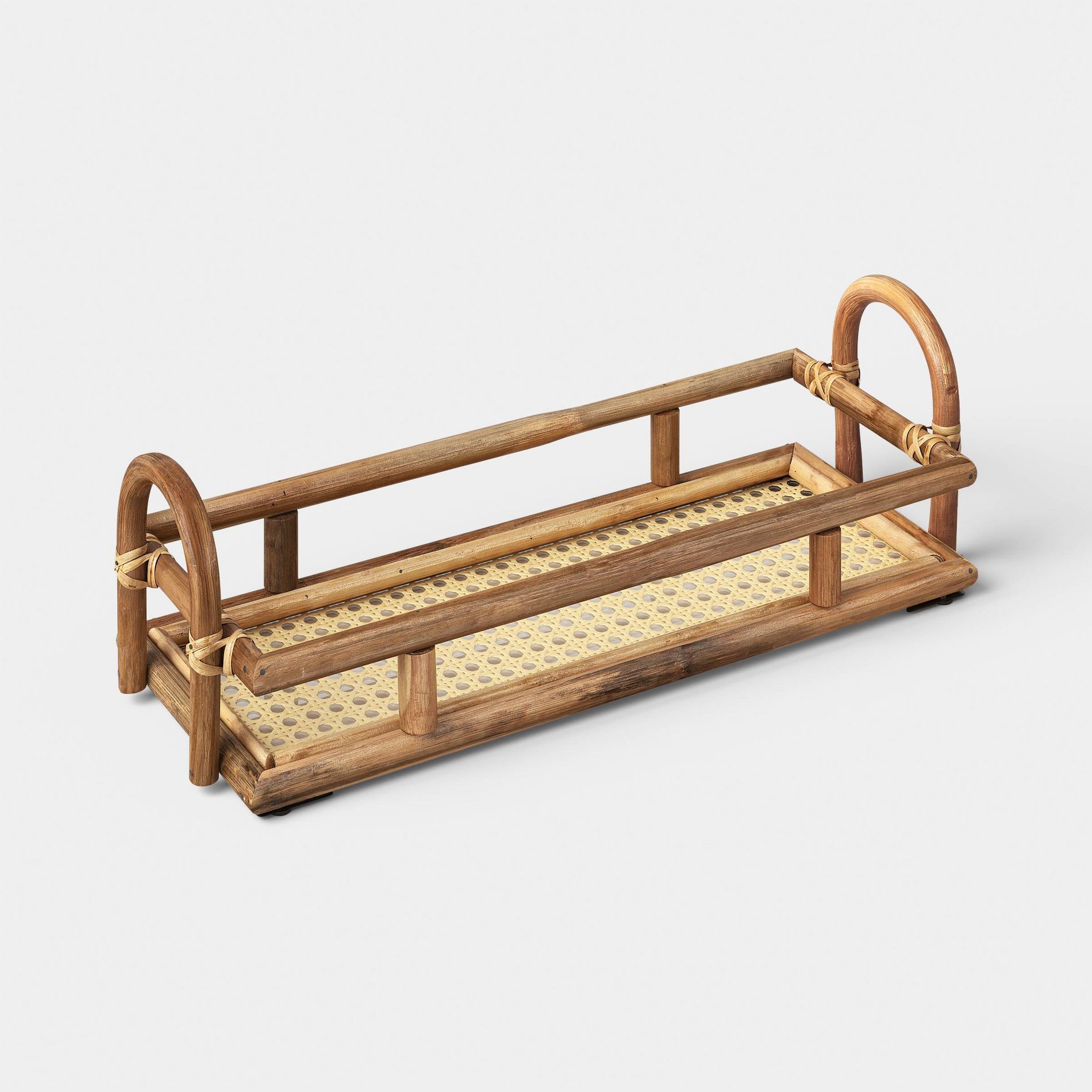 6" Bamboo/Rattan Serving Tray - Threshold™