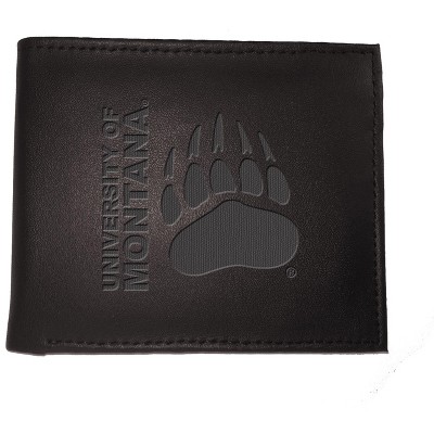 Evergreen NCAA Montana Grizzlies Black Leather Bifold Wallet Officially Licensed with Gift Box
