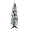 HOMCOM 5 FT Snow Flocked Artificial Pencil Christmas Tree, Slim Xmas Tree with Realistic Branches and Plastic Base Stand for Indoor Decoration Green - 4 of 4