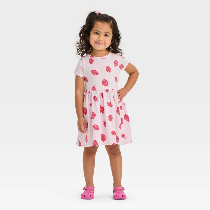 Toddler Girls' Strawberry Short Sleeve Dress - Cat & Jack™ Pink, 4 of 8