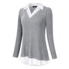 WhizMax Women's Long Sleeve Contrast Collared Shirts Patchwork Work Blouse Tunics Tops - 2 of 4