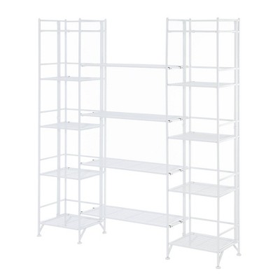 57.5" Extra Storage 5 Tier Folding Metal Shelves with Set of 4 Extension Shelves Black - Breighton Home