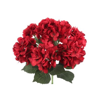 Floral Home 20" Red Hydrangea Bush - 6-Piece