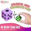 Playbees 48-Pack Neon Foam Dice – Bright, Soft & Safe for Kids Games and Classroom Fun - 3 of 4