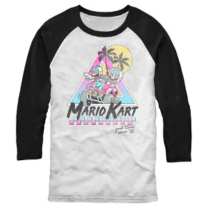 Men's Nintendo Mario and Luigi Retro Beach Race Baseball Tee - 1 of 4