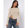 Coolmee Women's Casual Long Sleeve Tops Tie Side Split Fall Crop Top Going Out T Shirts Tees - 2 of 4