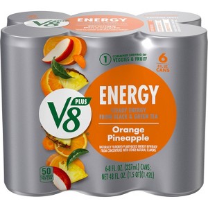V8 +ENERGY Orange Pineapple Energy Drink - 6pk/8 fl oz Cans - 1 of 4