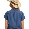 Knit & Lounge Women’s Short Sleeve Denim Shirt Dress Button Down Collared Casual Fit Front Pocket Detail Frayed Hem - 3 of 4