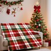 Lomsoe Flannel Throw Blanket - Red Green White Brown Plaid Pattern,Plaid Red Throw Blanket Christmas Gift. - 3 of 4